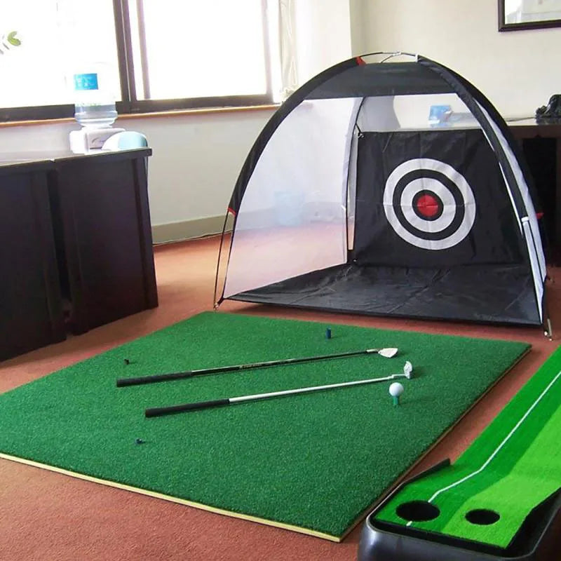 Equipo de entrenamiento de golf para interiores, red de práctica de golf de 2 m, carpa para golpear golf, jaula para jardín, pastizales, carpa de práctica, tapete de malla, columpio para exteriores