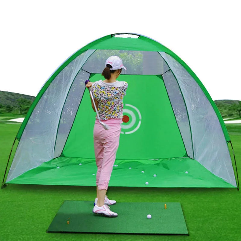 Equipo de entrenamiento de golf para interiores, red de práctica de golf de 2 m, carpa para golpear golf, jaula para jardín, pastizales, carpa de práctica, tapete de malla, columpio para exteriores