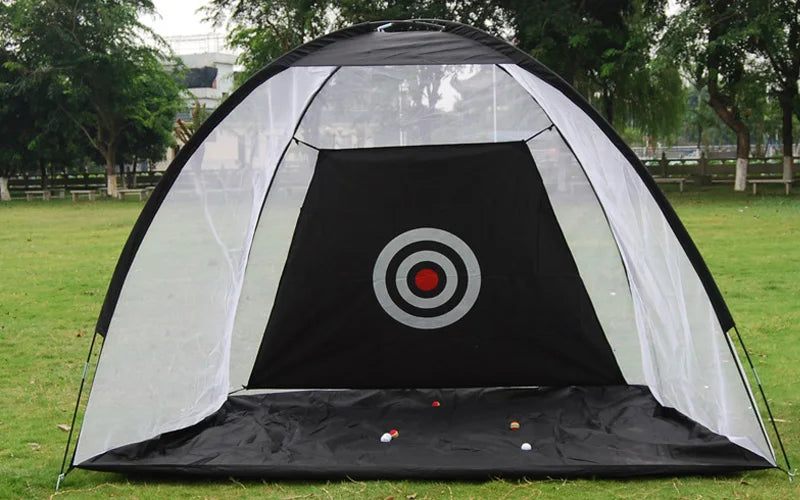 Equipo de entrenamiento de golf para interiores, red de práctica de golf de 2 m, carpa para golpear golf, jaula para jardín, pastizales, carpa de práctica, tapete de malla, columpio para exteriores