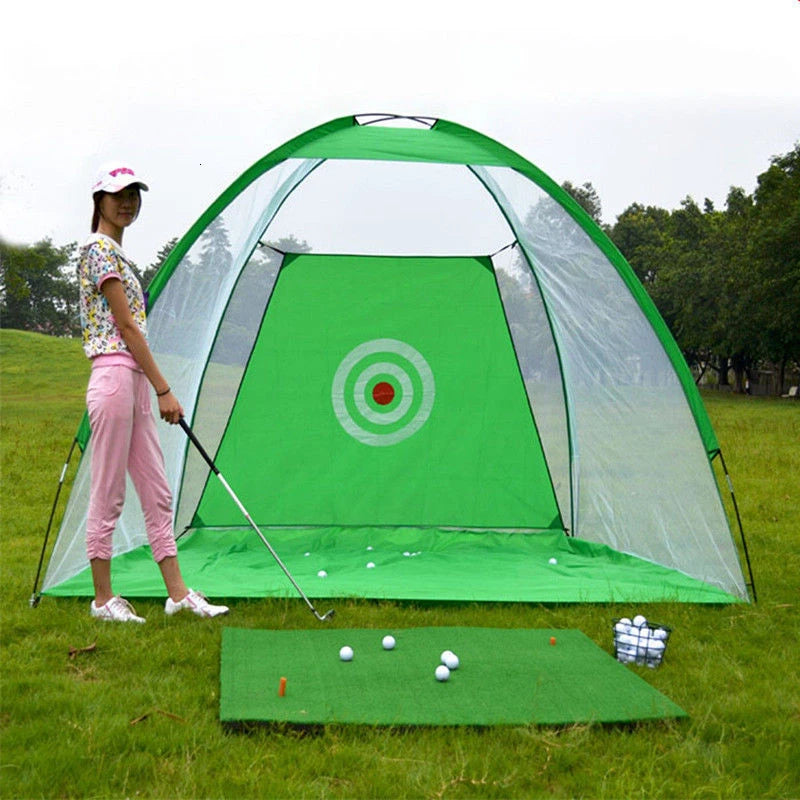 Equipo de entrenamiento de golf para interiores, red de práctica de golf de 2 m, carpa para golpear golf, jaula para jardín, pastizales, carpa de práctica, tapete de malla, columpio para exteriores