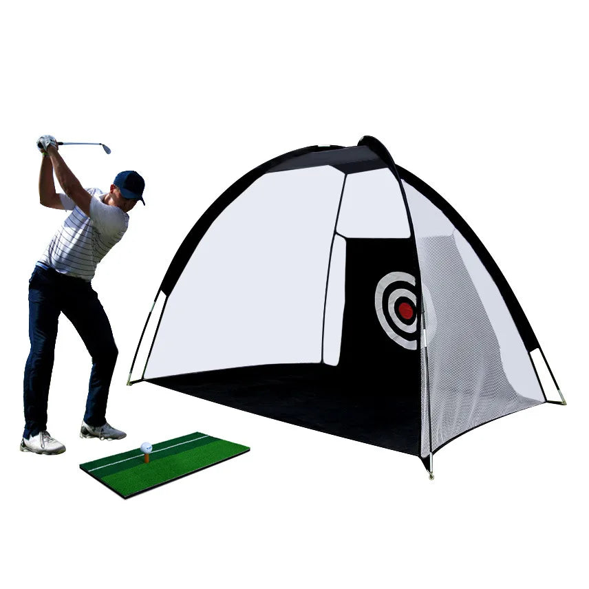 Equipo de entrenamiento de golf para interiores, red de práctica de golf de 2 m, carpa para golpear golf, jaula para jardín, pastizales, carpa de práctica, tapete de malla, columpio para exteriores