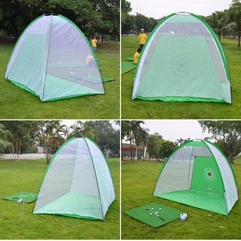 Equipo de entrenamiento de golf para interiores, red de práctica de golf de 2 m, carpa para golpear golf, jaula para jardín, pastizales, carpa de práctica, tapete de malla, columpio para exteriores