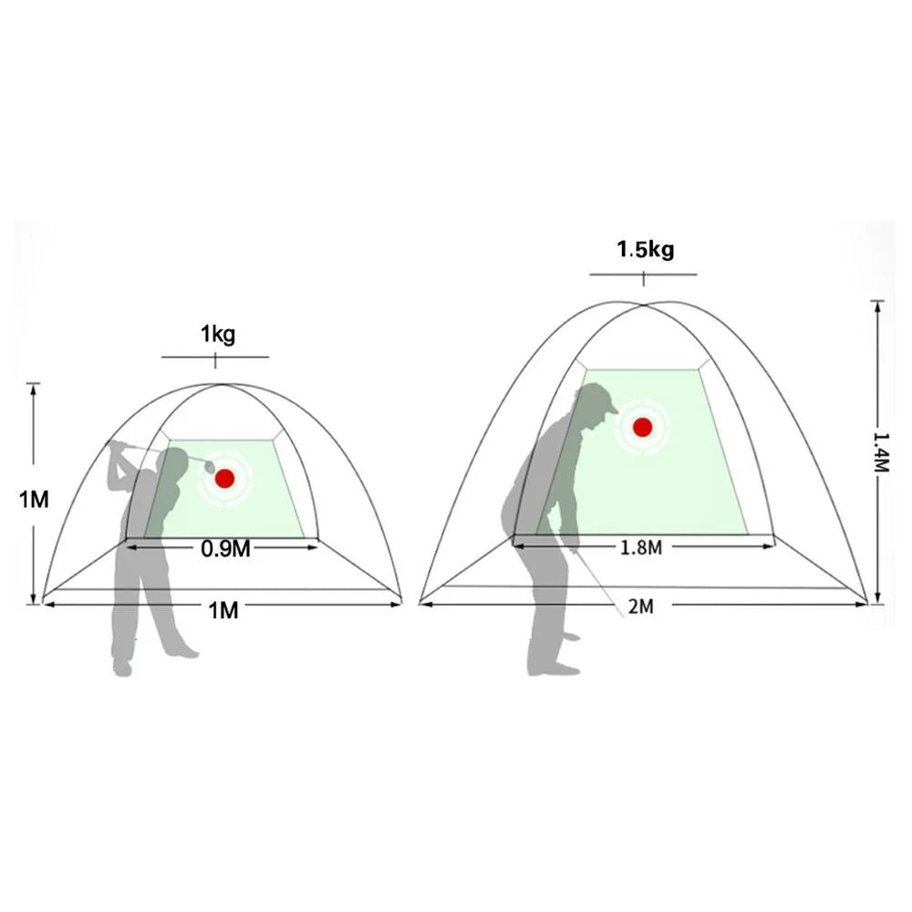 Equipo de entrenamiento de golf para interiores, red de práctica de golf de 2 m, carpa para golpear golf, jaula para jardín, pastizales, carpa de práctica, tapete de malla, columpio para exteriores