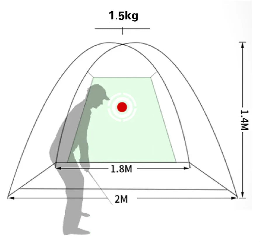 Equipo de entrenamiento de golf para interiores, red de práctica de golf de 2 m, carpa para golpear golf, jaula para jardín, pastizales, carpa de práctica, tapete de malla, columpio para exteriores