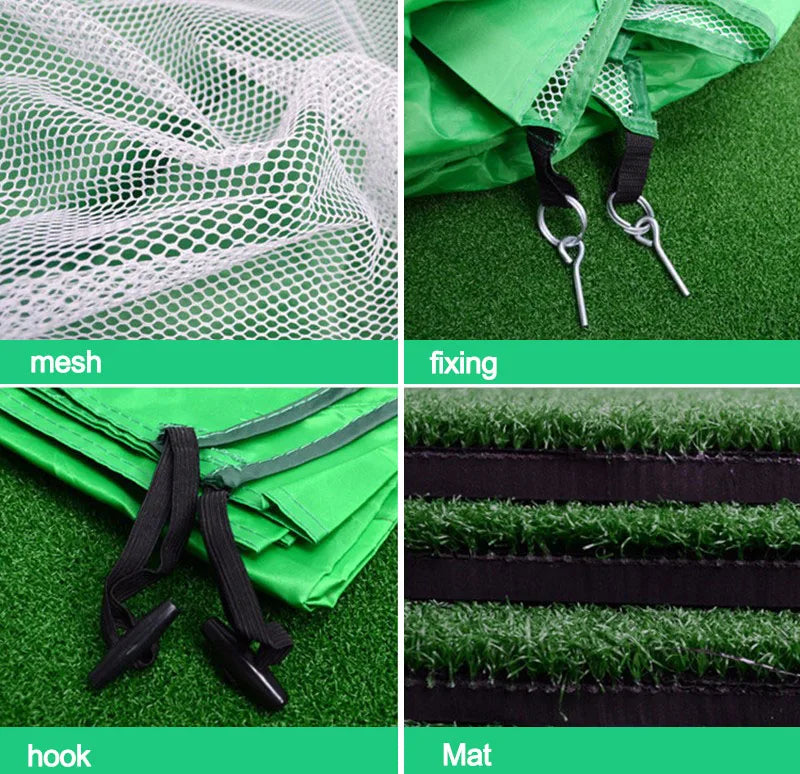 Equipo de entrenamiento de golf para interiores, red de práctica de golf de 2 m, carpa para golpear golf, jaula para jardín, pastizales, carpa de práctica, tapete de malla, columpio para exteriores