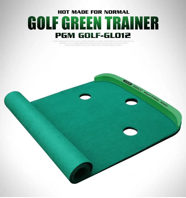PGM GL012 Indoor Putting Green – 10ft Portable Golf Practice Mat with Slope & Multiple Holes