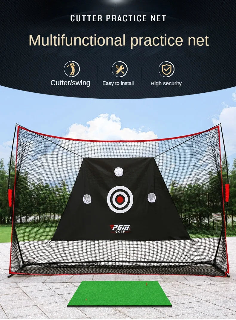 PGM - Juego de soporte para red de golf grande de 3 m, soporte para estante, multifunción, para interior y exterior, accesorios de práctica de corte y chipping LXW023