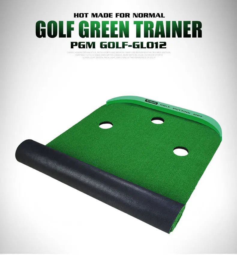 PGM GL012 Indoor Putting Green – 10ft Portable Golf Practice Mat with Slope & Multiple Holes