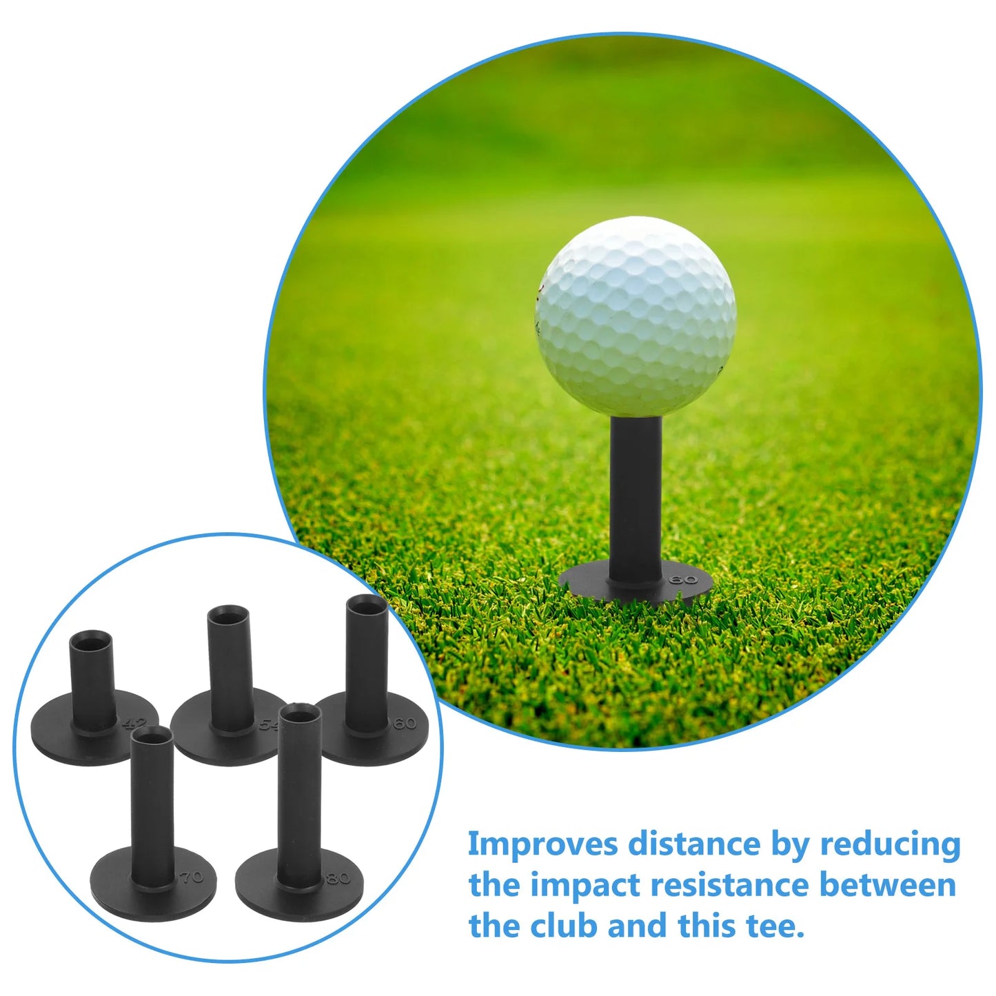 5-Pack Rubber Golf Tees for Practice Mats – Durable Driving Range Tee Set