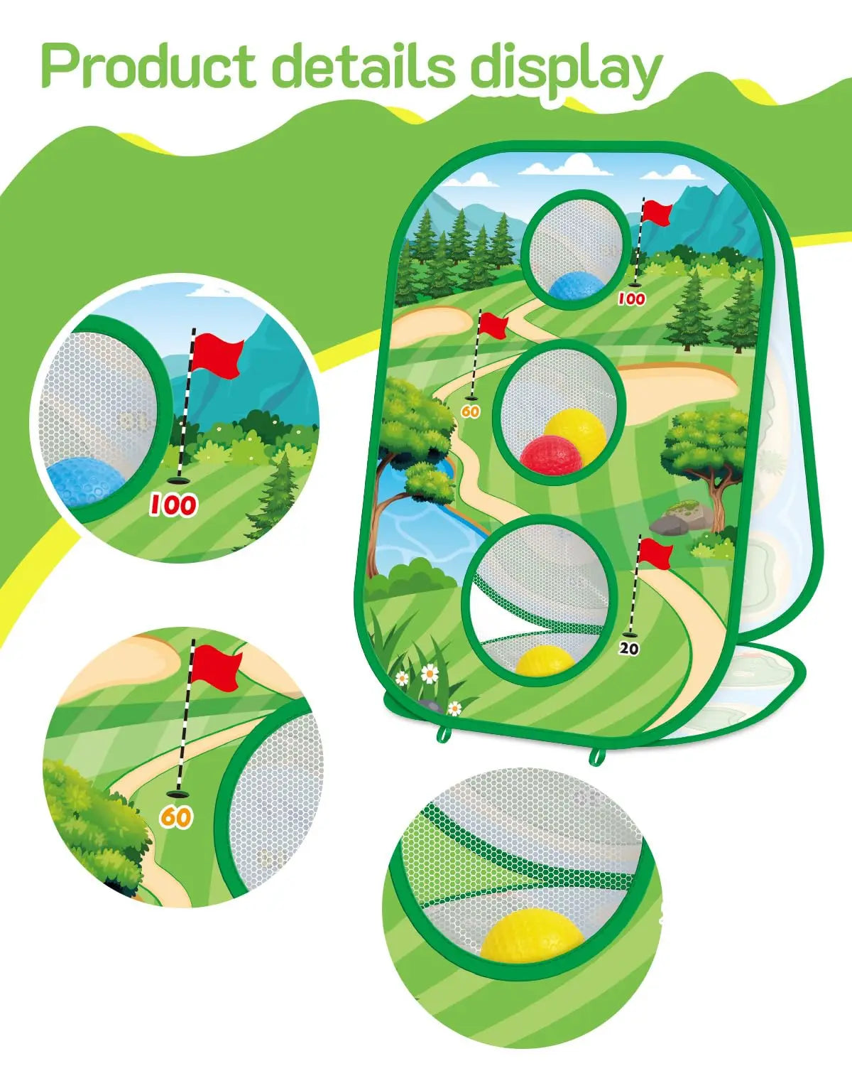4-in-1 Golf Practice Game Set – Putting Mat, Chipping Net & Target Game for Kids and Families