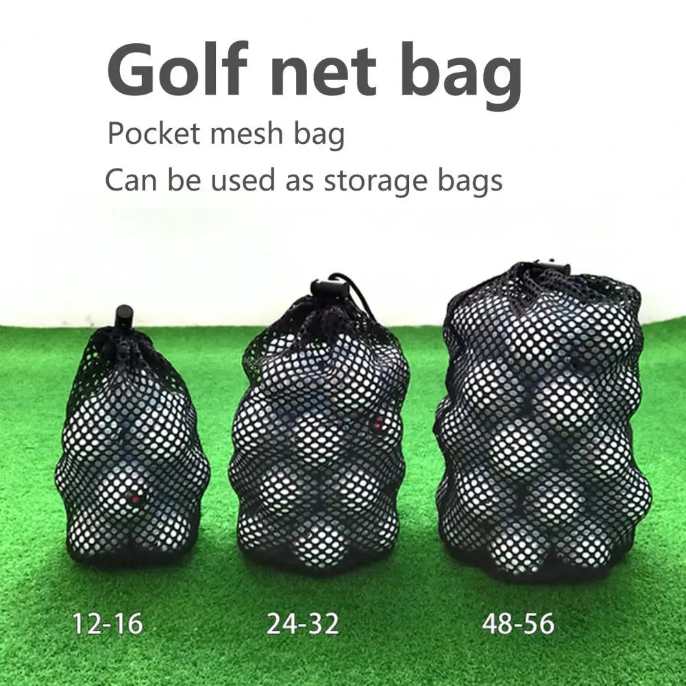 Golf Ball Mesh Carry Bag – Nylon Drawstring Storage Bag for Practice Balls (S/M/L)