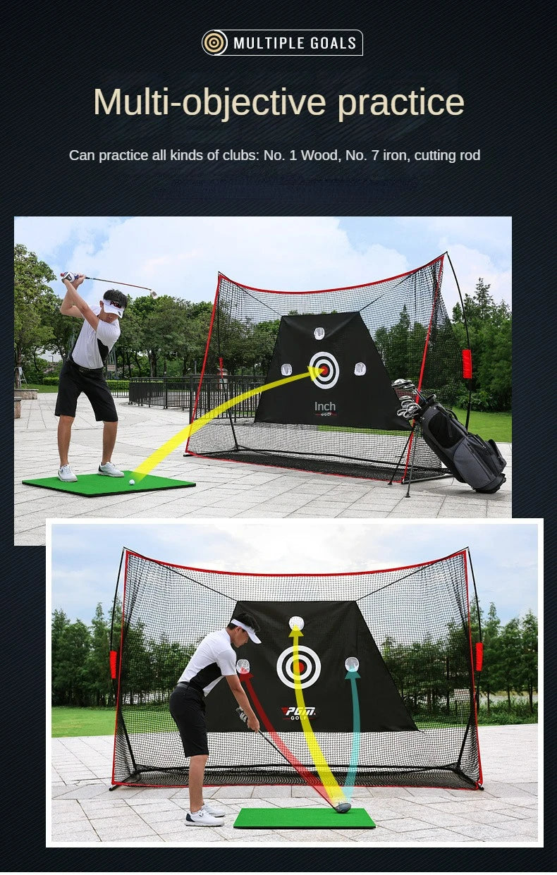 PGM - Juego de soporte para red de golf grande de 3 m, soporte para estante, multifunción, para interior y exterior, accesorios de práctica de corte y chipping LXW023