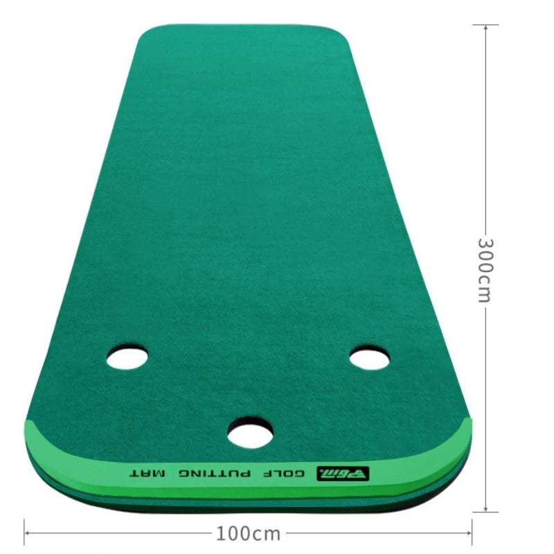 PGM GL012 Indoor Putting Green – 10ft Portable Golf Practice Mat with Slope & Multiple Holes