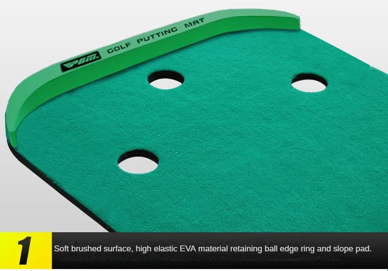 PGM GL012 Indoor Putting Green – 10ft Portable Golf Practice Mat with Slope & Multiple Holes