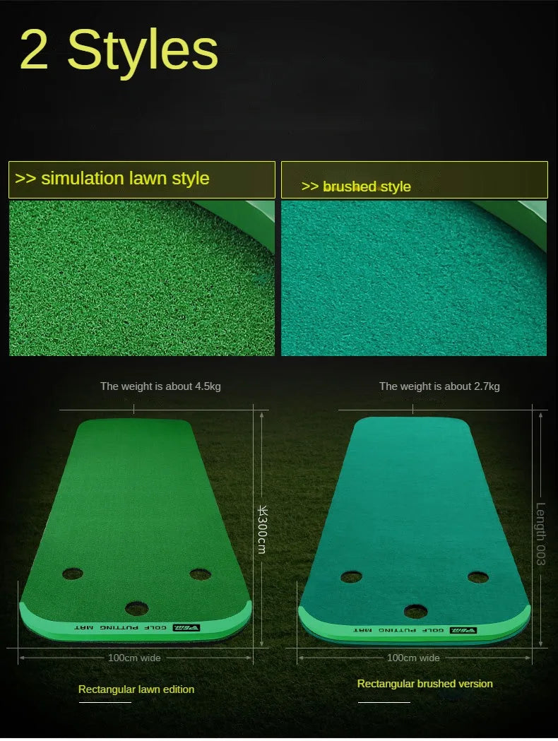 PGM GL012 Indoor Putting Green – 10ft Portable Golf Practice Mat with Slope & Multiple Holes