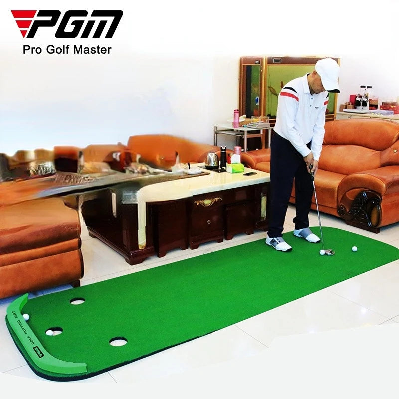 PGM GL012 Indoor Putting Green – 10ft Portable Golf Practice Mat with Slope & Multiple Holes