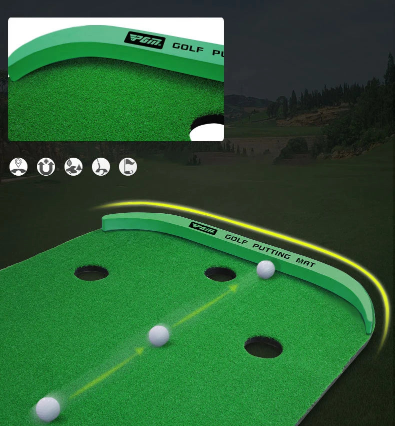 Green de golf para interiores PGM, entrenador de putter de golf portátil para el hogar, minicolchoneta de práctica, manta de ejercicios verdes, material de entrenamiento para jugar al golf