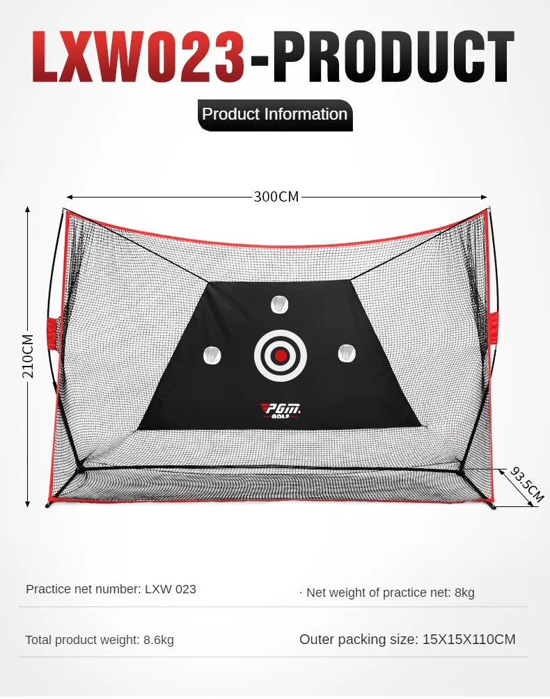 PGM - Juego de soporte para red de golf grande de 3 m, soporte para estante, multifunción, para interior y exterior, accesorios de práctica de corte y chipping LXW023