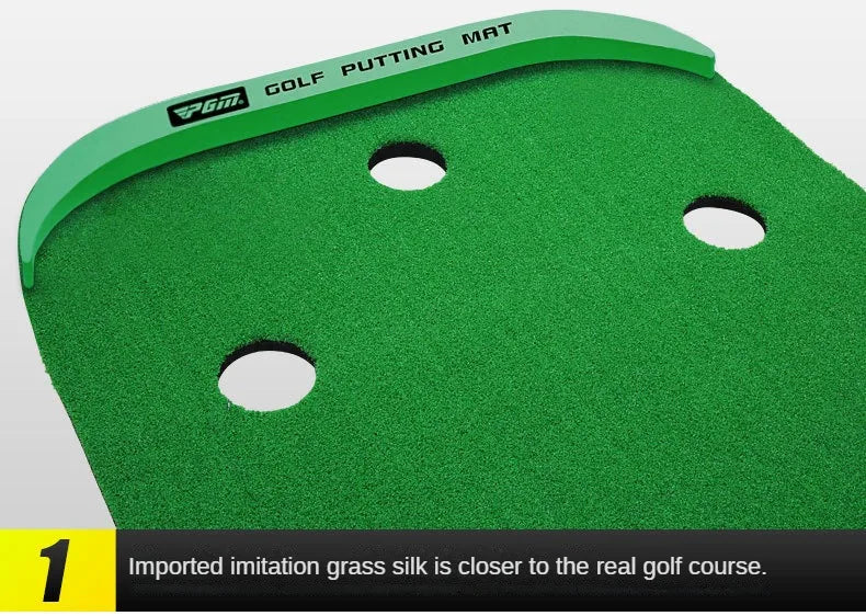 PGM GL012 Indoor Putting Green – 10ft Portable Golf Practice Mat with Slope & Multiple Holes