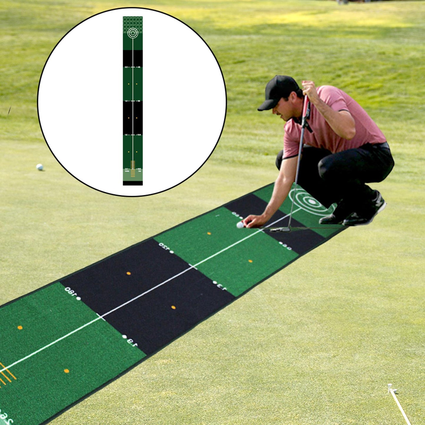 Alfombrilla de golf portátil para practicar golf, para mejorar las habilidades de putt en jardines, interiores y exteriores, accesorios de golf para hombres