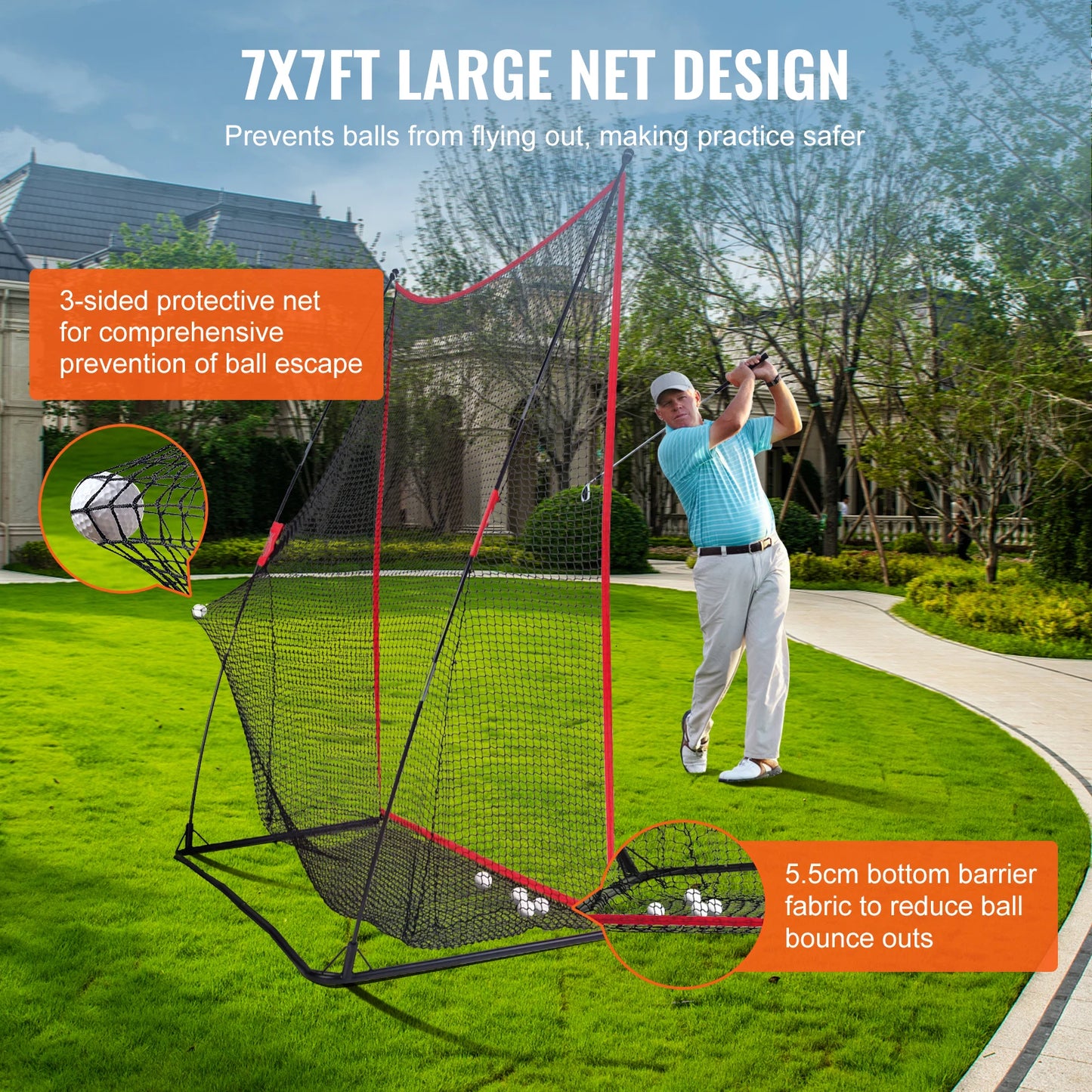 VEVOR Golf Practice Hitting Net – Large 7.8 x 7 ft Driving Range Net for Indoor or Outdoor Use