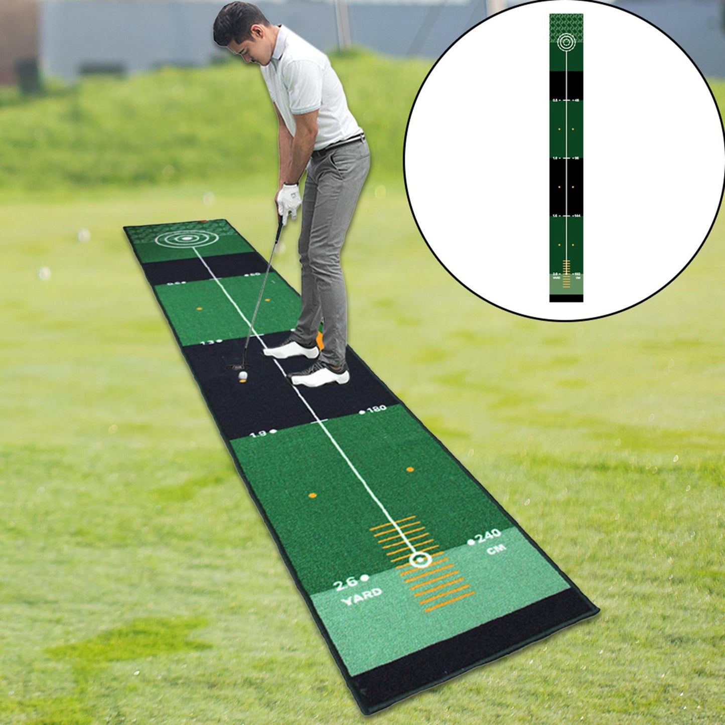 Alfombrilla de golf portátil para practicar golf, para mejorar las habilidades de putt en jardines, interiores y exteriores, accesorios de golf para hombres
