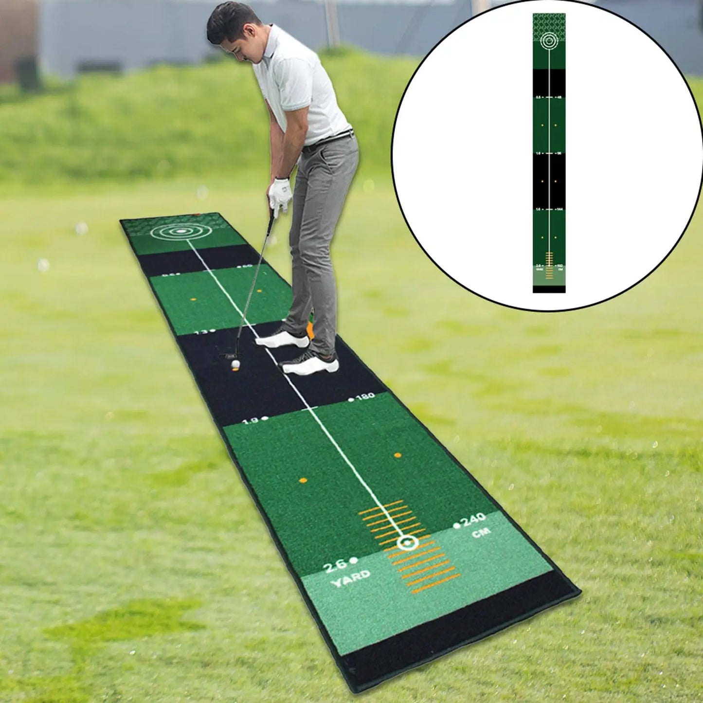 Alfombrilla de golf portátil para practicar golf, para mejorar las habilidades de putt en jardines, interiores y exteriores, accesorios de golf para hombres
